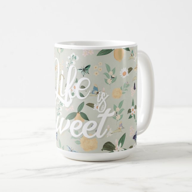 Taza De Café Elegante Citrus Flores de limón Mariposas (Anverso derecho)