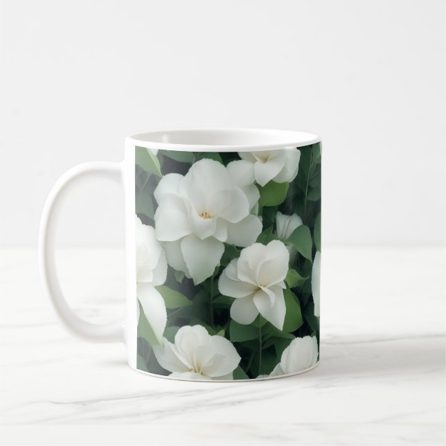 Taza De Café Elegante clásico verde botánico floral (Izquierda)