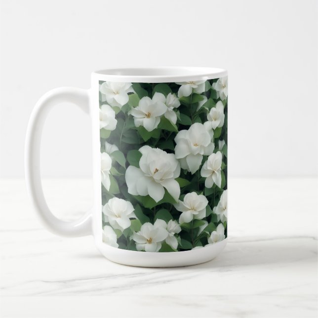 Taza De Café Elegante clásico verde botánico floral (Izquierda)