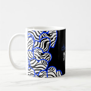 Taza De Café Elegante Cobalto Sweet 16 Zebra Heart Design Name