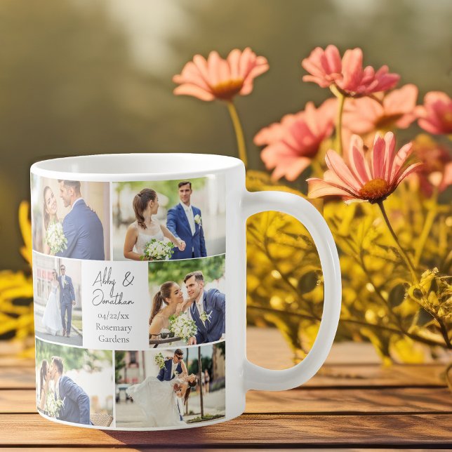 Taza De Café Elegante Collage de fotos de parejas recién casada (Subido por el creador)