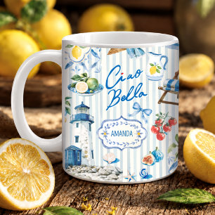 Taza De Café Elegante Collage de Limón Siciliano Turquesa Citru