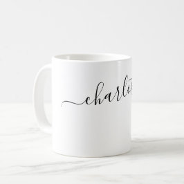 Taza De Café Elegante Color Blanco Nombre Moderno Personalizado