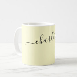 Taza De Café Elegante Color Crema Nombre Moderno Personalizado