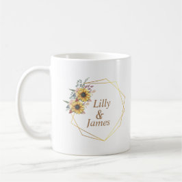 Taza De Café Elegante color de agua amarillo Sunflower Sunny