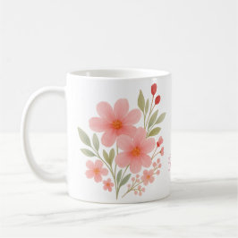 Taza De Café Elegante color de agua rosa Personalizado floral m
