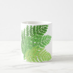 Taza De Café Elegante color de agua verde helechos hojas de bos
