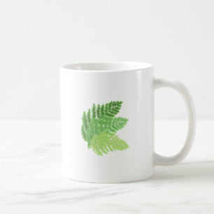 Taza De Café Elegante color de agua verde helechos hojas de bos