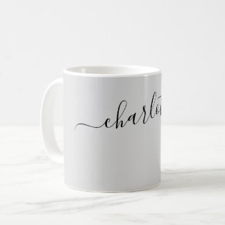 Taza De Café Elegante Color de Niebla Nombre Moderno Personaliz
