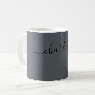 Taza De Café Elegante color gris hierro moderno nombre personal