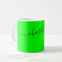 Taza De Café Elegante color lima moderno nombre personalizado