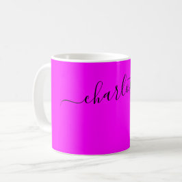 Taza De Café Elegante Color Magenta Nombre Moderno Personalizad