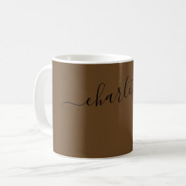 Taza De Café Elegante Color Marrón Oscuro Moderno Nombre Person