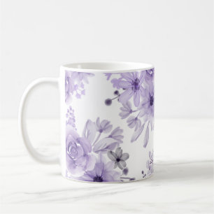 Taza De Café Elegante color morado floral