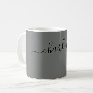 Taza De Café Elegante Color Níquel Nombre Moderno Personalizado