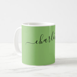 Taza De Café Elegante Color Pistacho Nombre Moderno Personaliza