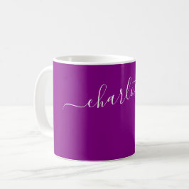 Taza De Café Elegante Color Púrpura Nombre Moderno Personalizad