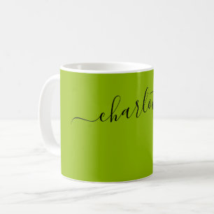 Taza De Café Elegante Color Verde Manzana Nombre Moderno Person