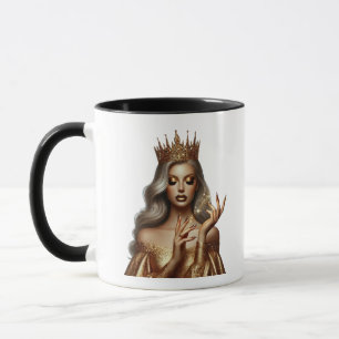 Taza de café elegante con brillo dorado de la rein