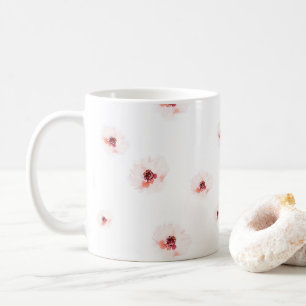 Taza de café elegante con flores de acuarela