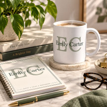 Taza de café elegante con monograma personalizado