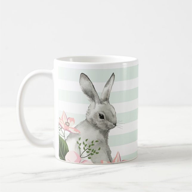 Taza De Café Elegante conejo de Pascua a rayas (Izquierda)