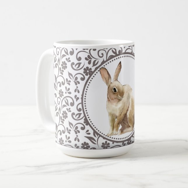 Taza De Café Elegante conejo de Pascua ornamental (Anverso izquierdo)