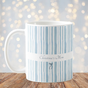 Taza De Café Elegante Cottage con Raya Azul Claro Grandmillenni