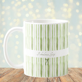 Taza De Café Elegante Cottage con Raya Verde Sage Grandmillenni