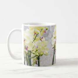 Taza De Café Elegante Crema Romántica y Orquídeas Lilac