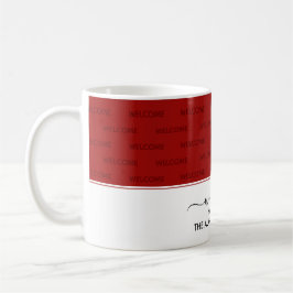 Taza De Café Elegante Crimson Red BIENVENIDA A NUESTRO HUÉSPEDE