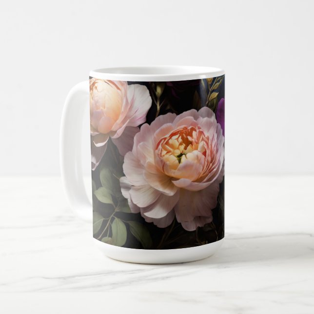 Taza De Café Elegante cuadro floral vintage (Anverso izquierdo)