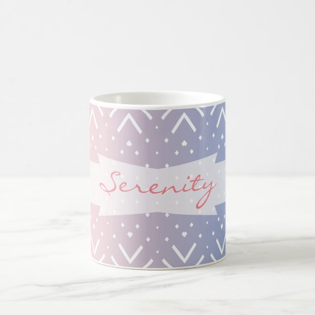 Taza De Café Elegante cuarzo rosa rosa azul pastel de Chevron N (Centro)