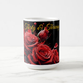 Taza De Café Elegante cumpleaños número 30 - Rosas en flor