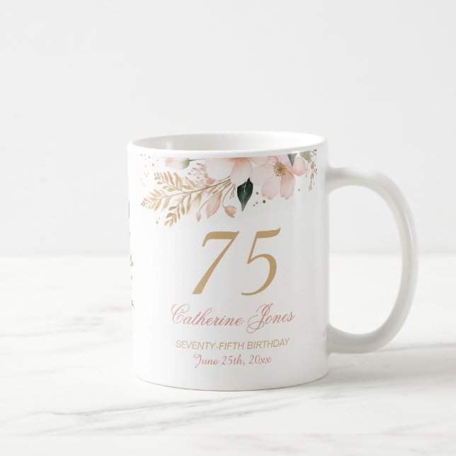 Taza De Café Elegante cumpleaños número 75 de la abuela persona (Derecha)
