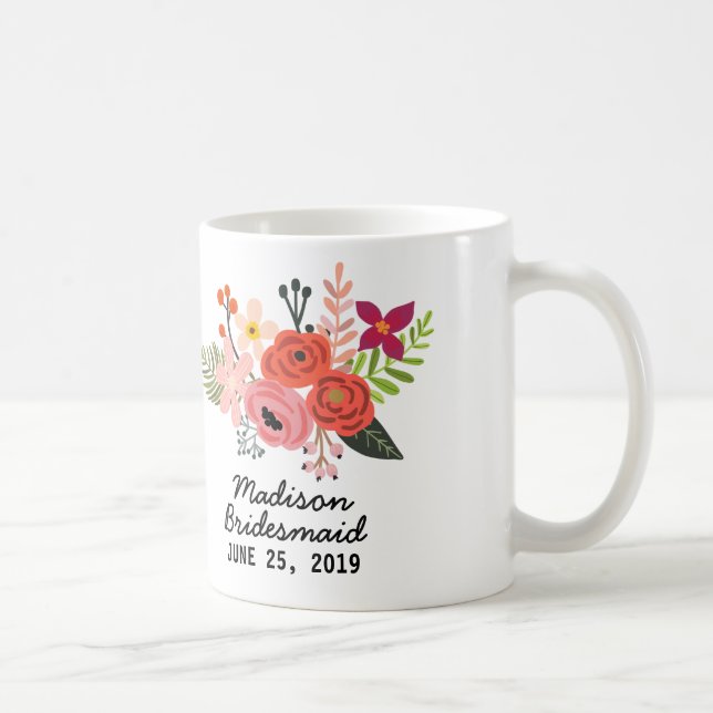 Taza De Café Elegante dama de honor floral (Derecha)