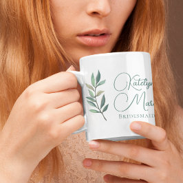 Taza De Café Elegante dama de honor personalizada de la hoja bo