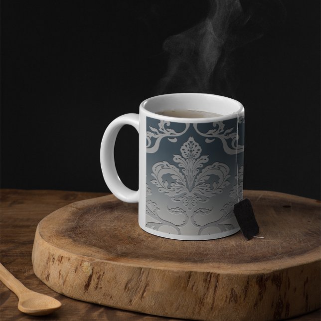 Taza De Café Elegante Damasco Real Gris y Taupe (Subido por el creador)
