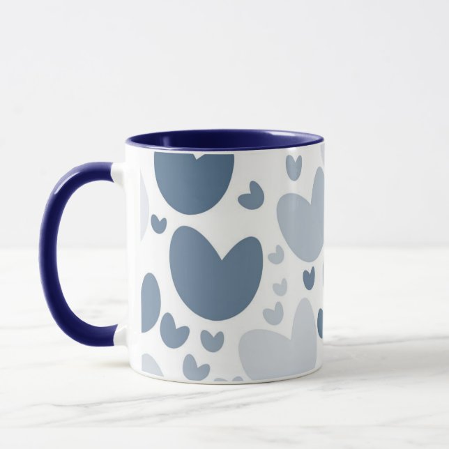 Taza de café elegante de dos tonos con corazones a (Izquierda)