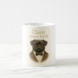 Taza De Café Elegante de Nacimiento – Pug Negro