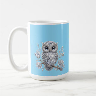 Taza De Café Elegante Deco Noche Mágica de Búho Botánico de Pla
