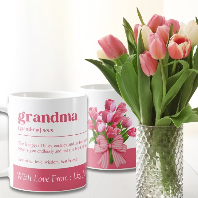 Taza De Café Elegante Definición De Abuela Rosa Con Tulipano (Subido por el creador)
