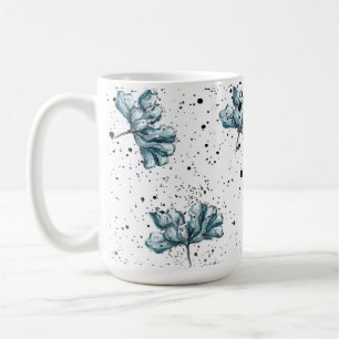 Taza De Café Elegante diseño azul de acero Floral