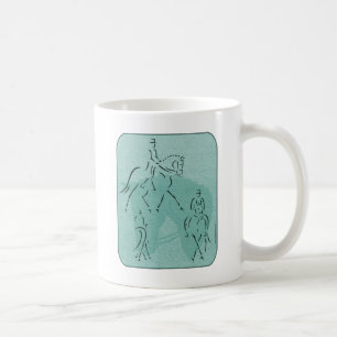Taza De Café Elegante diseño de caballos vestidos en Verde azul