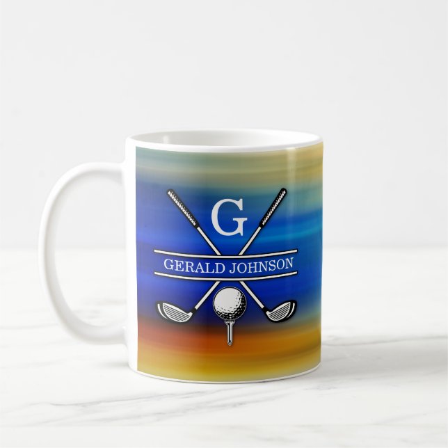 Taza De Café Elegante diseño de monograma de golf personalizado (Izquierda)