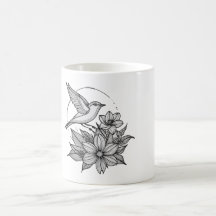 Elegante diseño de pájaro y flor café Mug