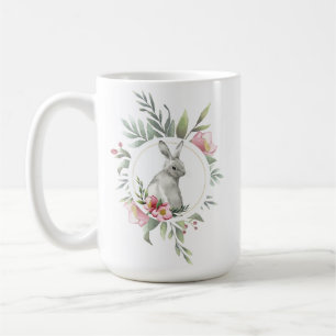 Taza De Café Elegante diseño floral Bunny de Semana Santa