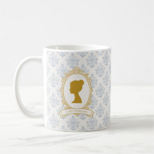 Taza De Café Elegante Ducha de Boda Azul y Dorado Damask