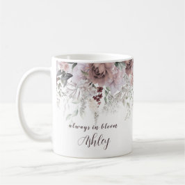 Taza De Café Elegante Dusty Pink Floral First Name