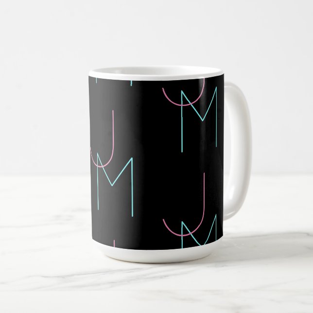 Taza De Café Elegante Editable Cualquiera De Las Dos Iniciales  (Anverso derecho)